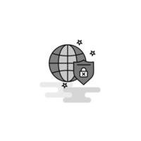 Protected internet Web Icon Flat Line Filled Gray Icon Vector