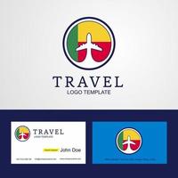 Travel Benin Creative Circle flag Logo and Business card design vector