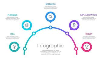 Infographic half circle with 5 options. vector