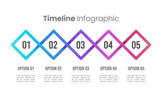 Tiled colorful diamonds infographic 5 options. vector