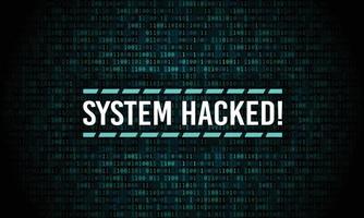 System hacked alert with digital binary code background. vector