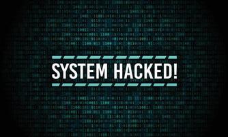 System hacked alert with digital binary code background. vector