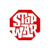 STOP WAR typography on red background. Protest sign, fight for peace. Pacifism. Isolated square template for banner, social media, badge, icon, logo. Vector illustration.