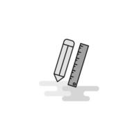 Pencil and scale Web Icon Flat Line Filled Gray Icon Vector