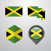 Jamaica flag design set vector