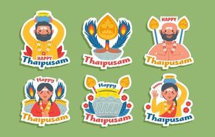 Thaipusam Sticker with Cute Cartoon Collection vector