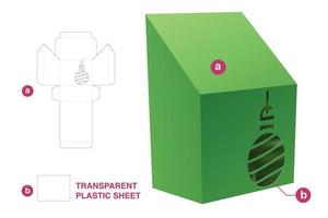 plantilla troquelada de caja inclinada navideña y maqueta 3d vector