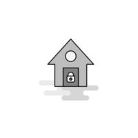 Secure house Web Icon Flat Line Filled Gray Icon Vector