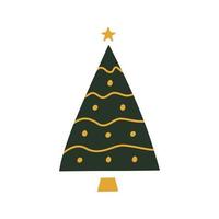 Flat hand drawn christmas tree illustration. vector