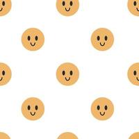 Hand drawn seamless pattern. Smile face emoji vector