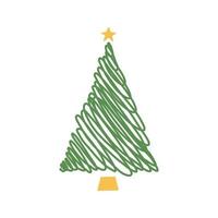 ilustración de árbol de navidad dibujado a mano plana. vector