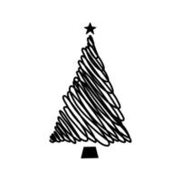 Linear hand drawn christmas tree vector illustration