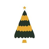 Flat hand drawn christmas tree illustration. vector