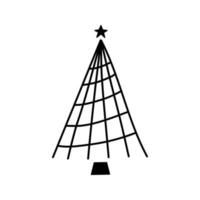 Linear hand drawn christmas tree vector illustration