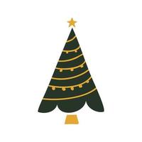 Flat hand drawn christmas tree illustration. vector