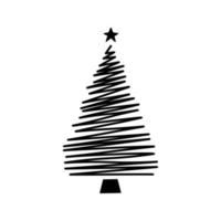 Linear hand drawn christmas tree vector illustration