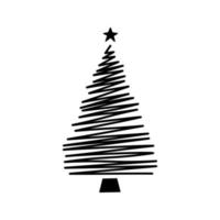 Linear hand drawn christmas tree vector illustration