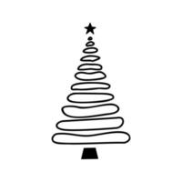 Linear hand drawn christmas tree vector illustration