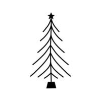 Linear hand drawn christmas tree vector illustration