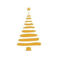 ilustración de silueta de oro de árbol de navidad dibujado a mano plana vector