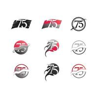 number 75 icon set logo design vector