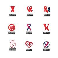 HIV AIDS icon set logo design vector