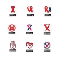 HIV AIDS icon set logo design vector