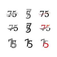 number 75 icon set logo design vector