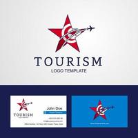 Travel Tunisia flag Creative Star Logo and Business card design vector