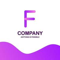 F company logo design with purple theme vector