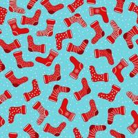 Vector pattern with different Christmas socks. Seamless pattern for cards, wrapping papers, posters and fabric.