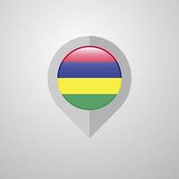 Map Navigation pointer with Mauritius flag design vector