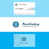 Beautiful Globe Logo and business card vertical Design Vector