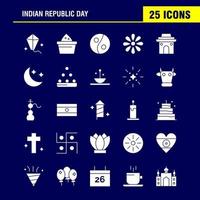 día de la república india paquete de iconos de glifos sólidos para diseñadores y desarrolladores iconos del festival de cometas volando india olla india día de comida vector