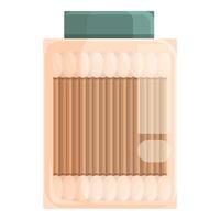 Wooden cotton swabs jar icon cartoon vector. Ear stick vector