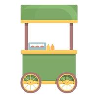 vector de dibujos animados de icono de carrito de bocadillos. comida de la calle