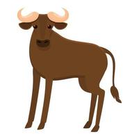 Zoo wildebeest icon, cartoon style vector