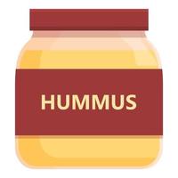 vector de dibujos animados de icono de tarro de hummus. plato de pan