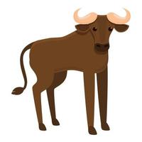 Safari wildebeest icon, cartoon style vector