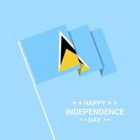 Saint Lucia Independence day typographic design with flag vector