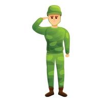 Army soldier icon, cartoon style vector