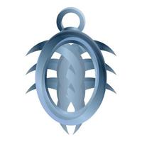 Silver metal amulet icon, cartoon style vector