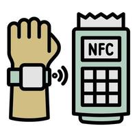 icono de pago nfc, estilo de esquema vector