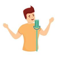 Digital singing podcast icon, cartoon style vector