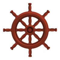 Summer party ship steering wheel icon, cartoon style vector