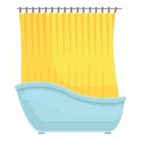 Shower curtain comfortable icon, cartoon style vector