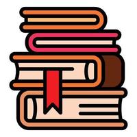 Library books stack icon, outline style vector