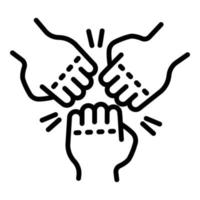 Fist teamwork icon, outline style vector