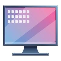 Upgrade pc monitor icon, cartoon style vector