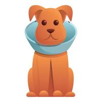 Dog protection cone icon, cartoon style vector